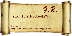 Fridrich Radován névjegykártya
